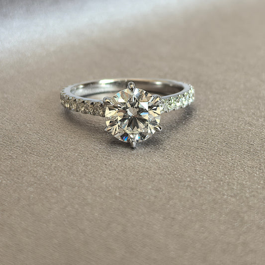 Juno Diamond RO-041 | 2 Carat Round Lab-Grown Diamond Ring With Continuous Pavé Band