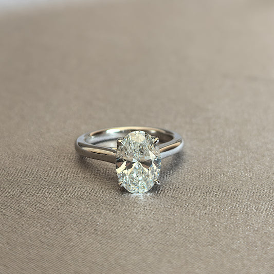 Juno Diamond OV-066 | 2 Carat Oval-Cut Lab-Grown Diamond High-Profile Solitaire Ring in White Gold