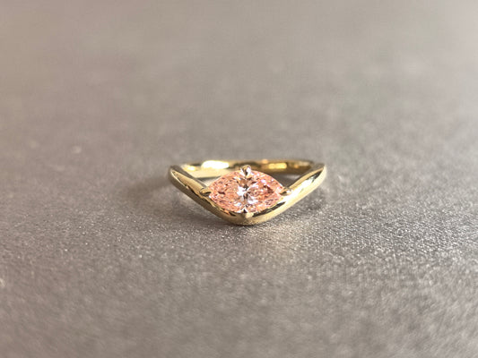 Juno Diamond MA-074 | 0.6 Carat Pink Marquise-Cut Lab-Grown Diamond Split-Shank Solitaire Ring
