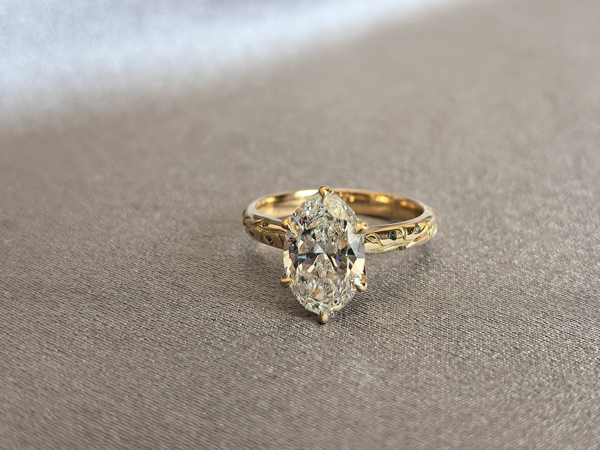 Juno Diamond MA-057 | 2 Carat Marquise-Cut Lab-Grown Diamond Pavé Band Prong Ring