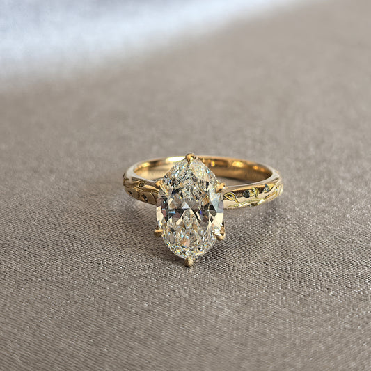 Juno Diamond MA-057 | 2 Carat Marquise-Cut Lab-Grown Diamond Pavé Band Prong Ring