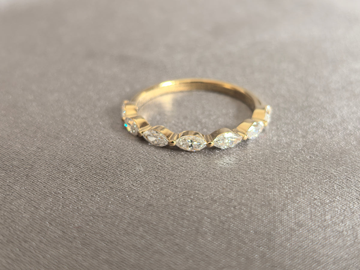 Juno Diamond MA-051 | Five Marquise-Cut Lab-Grown Diamond Eternity Ring With Full Bezel Setting