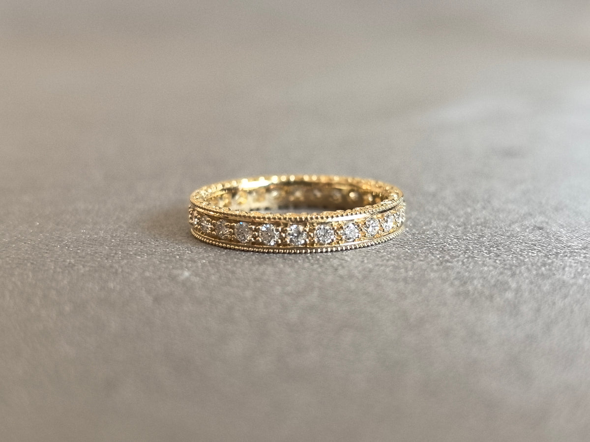 Juno Diamond RO-037 | Round Lab-Grown Diamond Eternity Ring With Milgrain-Edged Pavé Band