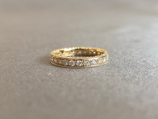 Juno Diamond RO-037 | Round Lab-Grown Diamond Eternity Ring With Milgrain-Edged Pavé Band