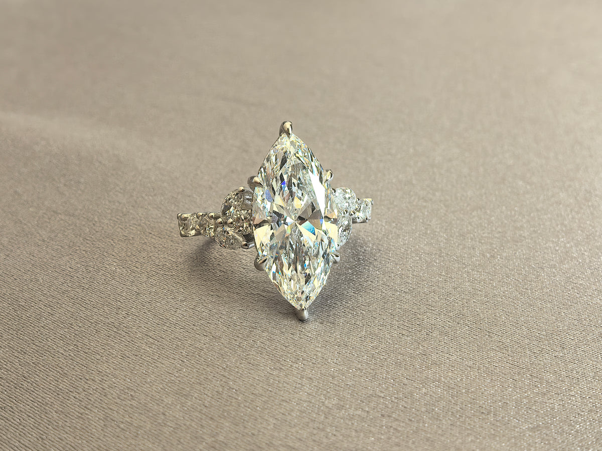 Juno Diamond MA-059 | 2 Carat Marquise-Cut Lab-Grown Diamond Pavé Band Halo Ring
