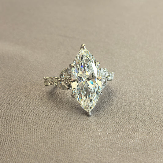 Juno Diamond MA-059 | 2 Carat Marquise-Cut Lab-Grown Diamond Pavé Band Halo Ring