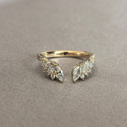 Juno Diamond MA-053 | Two-Stone Marquise-Cut Lab-Grown Diamond Ring With Graduated Marquise And Round Accent Diamonds