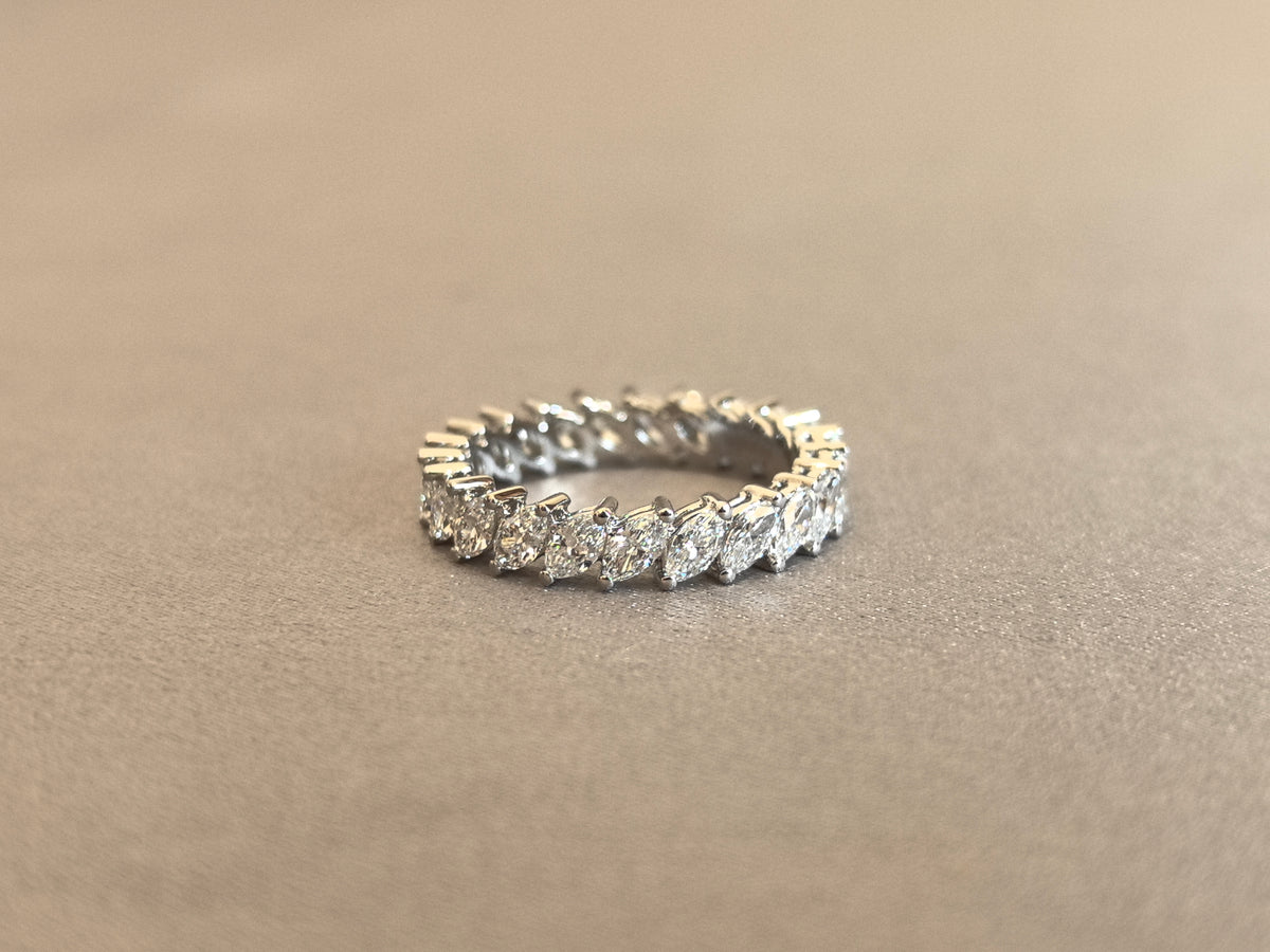 Juno Diamond MA-075 | Marquise-Cut Lab-Grown Diamond Eternity Ring In White Gold With Uniform Prong-Set Marquise Band