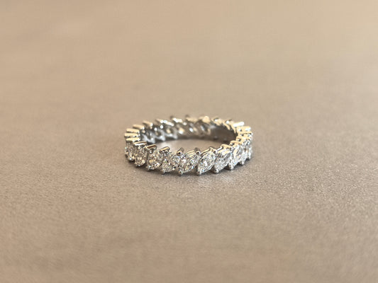 Juno Diamond MA-075 | Marquise-Cut Lab-Grown Diamond Eternity Ring In White Gold With Uniform Prong-Set Marquise Band