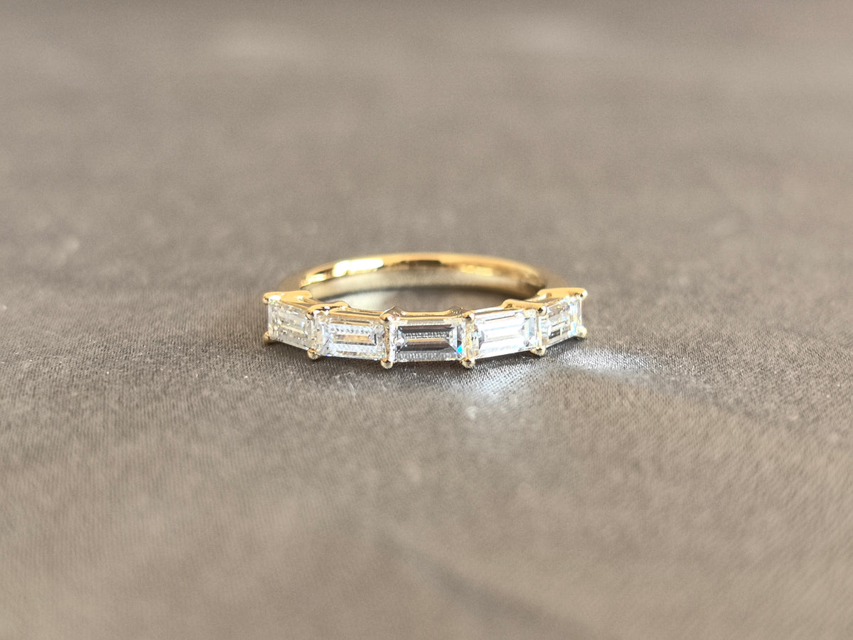 Juno Diamond EM-029 | Five-Stone Emerald-Cut Lab-Grown Diamond Eternity Ring in Yellow Gold