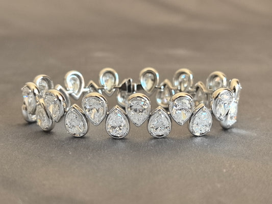 Juno Diamond B-046 | Pear And Round Mixed-Shape Lab-Grown Diamond Bezel Eternity Bracelet White Gold