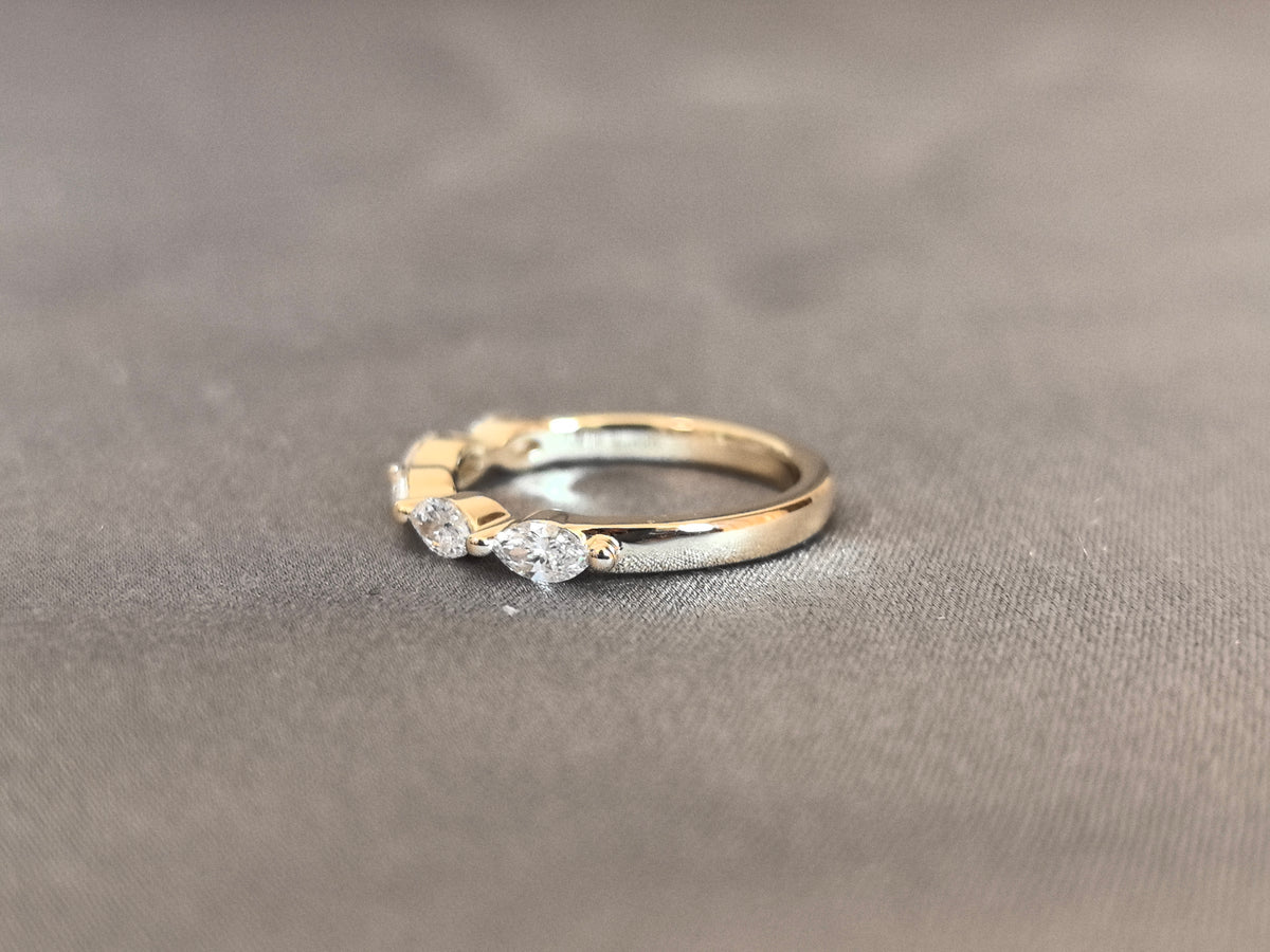 Juno Diamond MX-025 | Marquise-Cut Lab-Grown Diamond Half-Eternity Ring with Alternating Stone Direction Ring