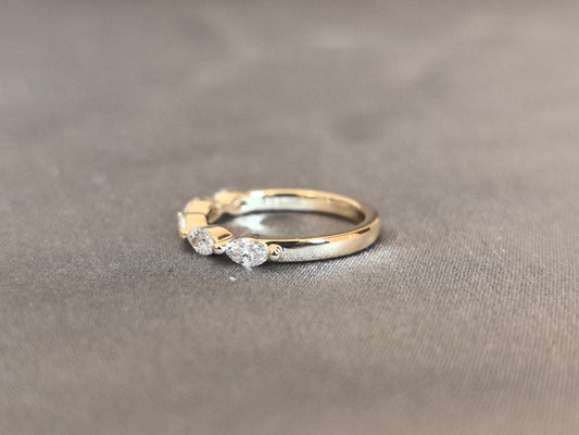 Juno Diamond MX-025 | Marquise-Cut Lab-Grown Diamond Half-Eternity Ring with Alternating Stone Direction Ring