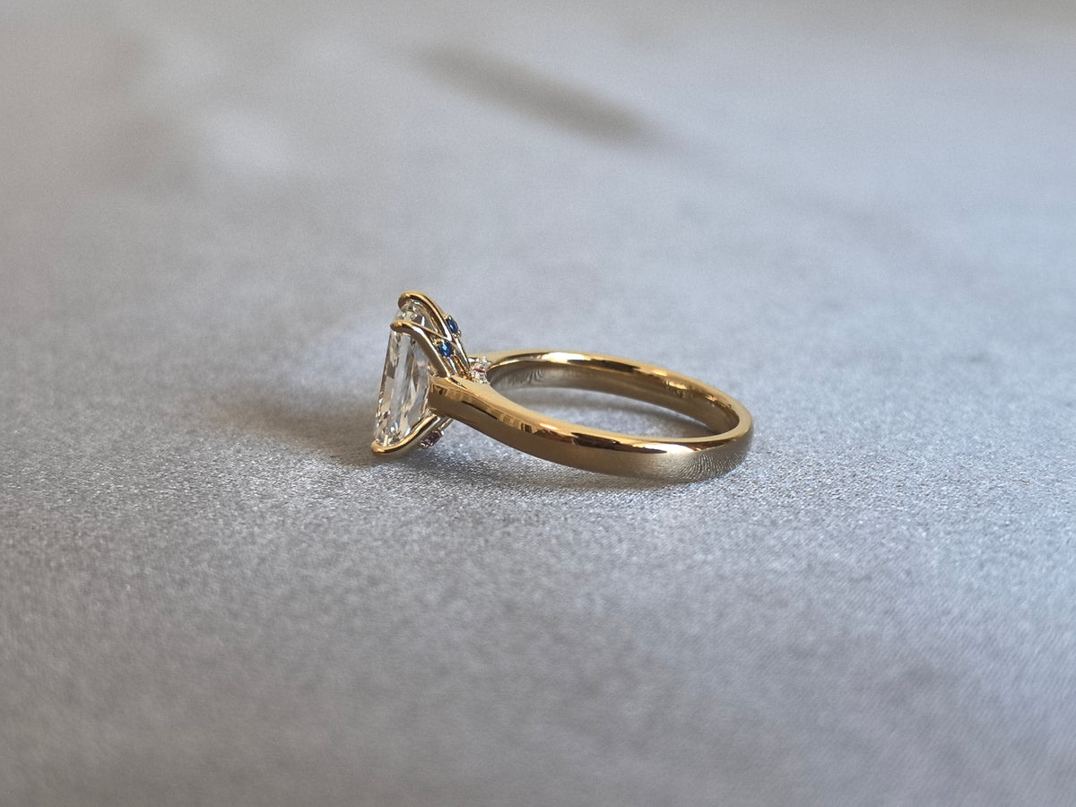 Juno Diamond RD-032 | 3 Carat Radiant Lab-Grown Diamond Tulip Basket Solitaire Ring in Yellow Gold Ring