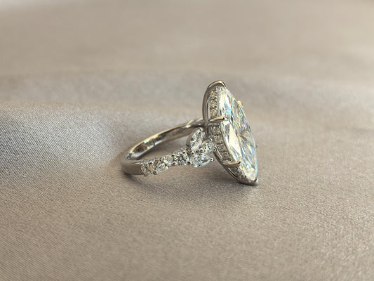 Juno Diamond MA-059 | 2 Carat Marquise-Cut Lab-Grown Diamond Pavé Band Halo Ring