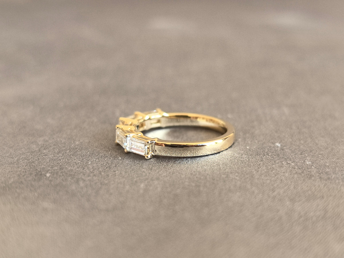 Juno Diamond EM-029 | Five-Stone Emerald-Cut Lab-Grown Diamond Eternity Ring in Yellow Gold