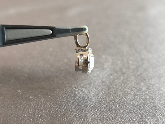 Juno Diamond P-017 | 3 Carat Cushion-Cut Lab-Grown Diamond Partial-Bezel Pendant With Segmented Round Diamond Accents