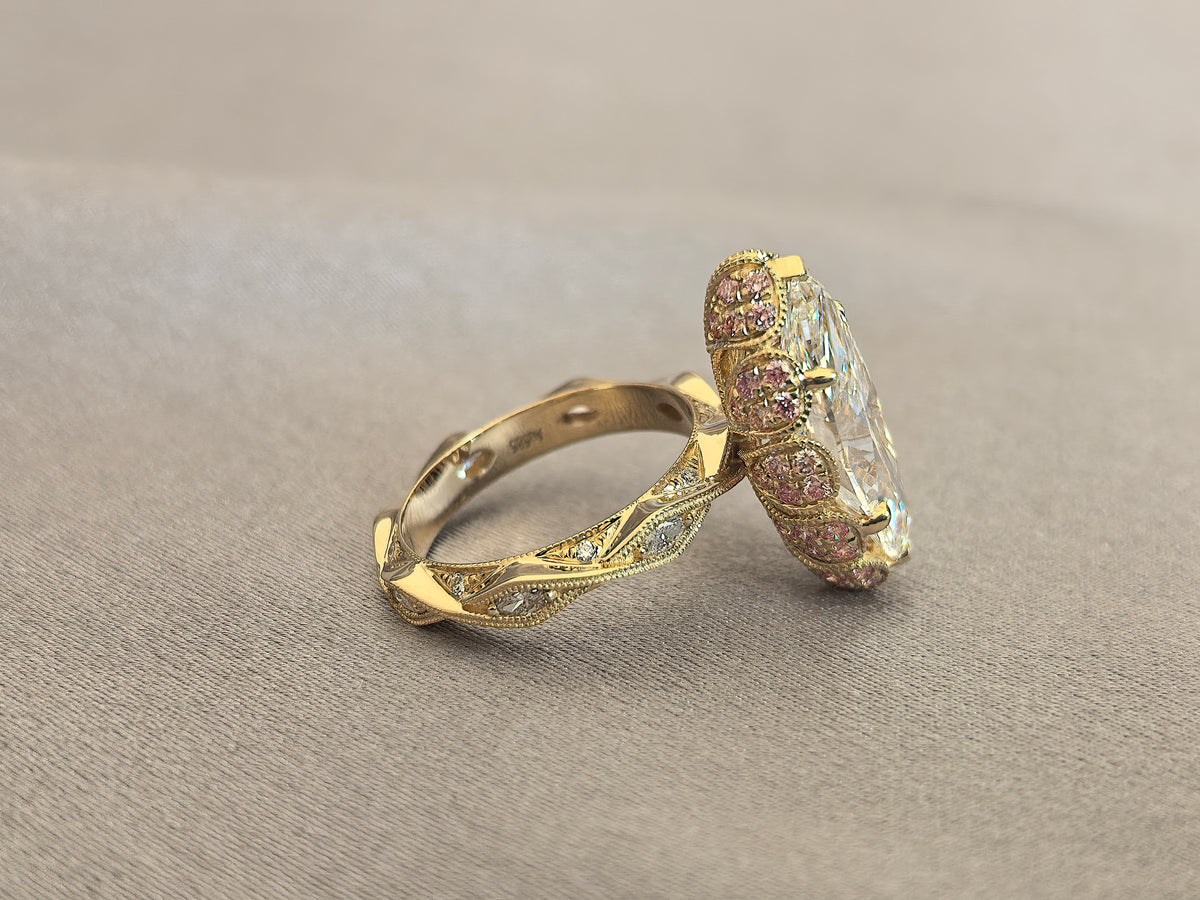 Juno Diamond MA-048 | 3 Carat Marquise-Cut Lab-Grown Diamond Pavé Band Halo Ring
