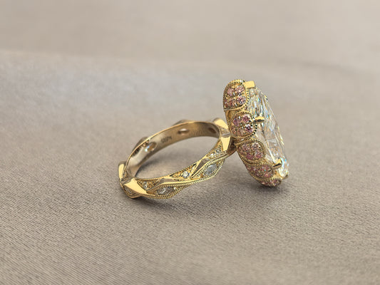 Juno Diamond MA-048 | 3 Carat Marquise-Cut Lab-Grown Diamond Pavé Band Halo Ring