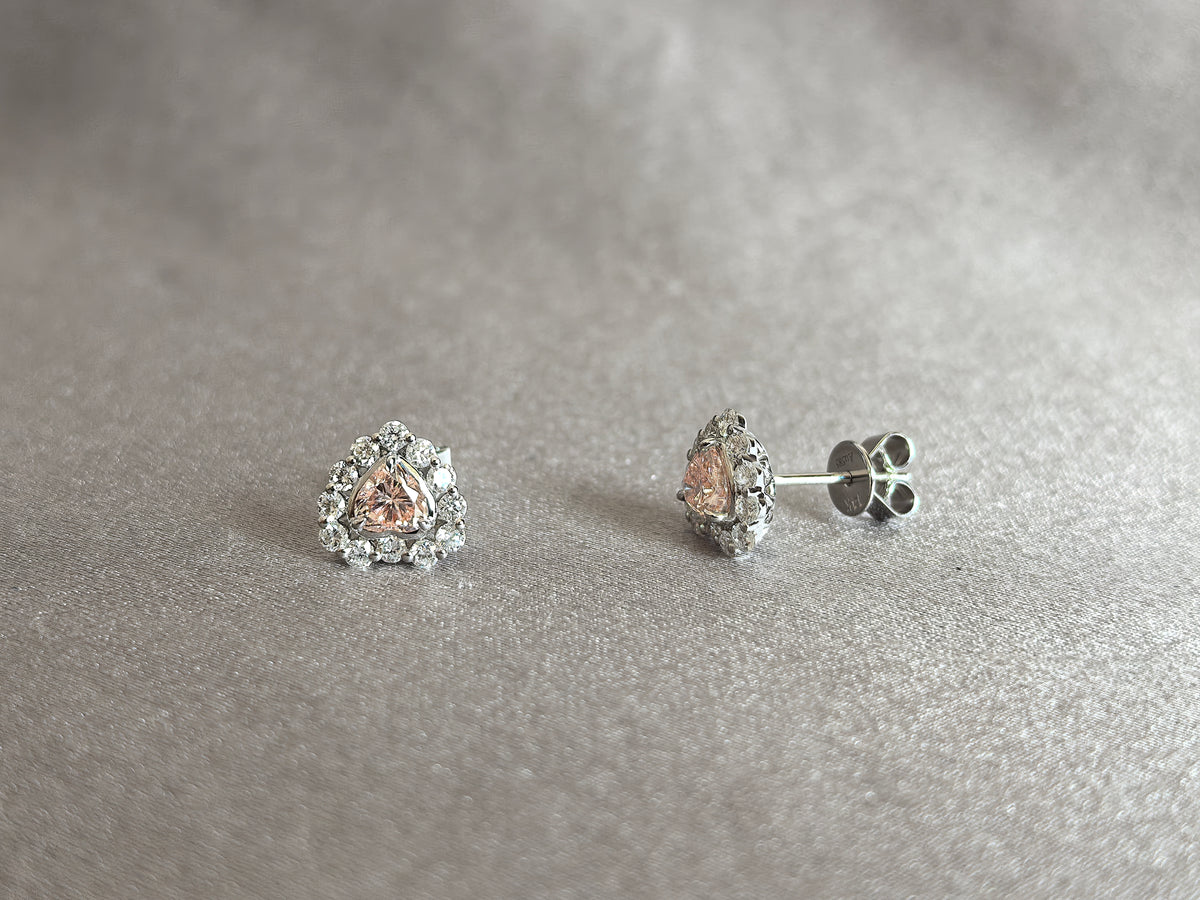 Juno Diamond E-031 | 0.5 Carat Pink Pear-Cut Lab-Grown Diamond 2-Stone Halo Earrings