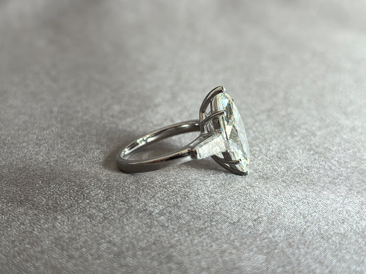 Juno Diamond MA-056 | 2 Carat Marquise-Cut Lab-Grown Diamond Three-Stone Ring With Tapered Step-Cut Side Stones