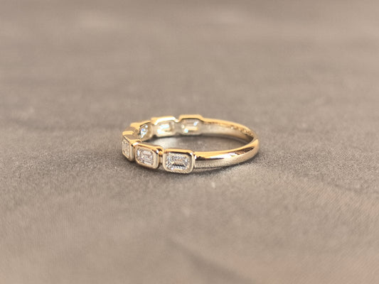 Juno Diamond AC-017 | Five-Stone Full-Bezel Asscher Lab-Grown Diamond Band in Yellow Gold