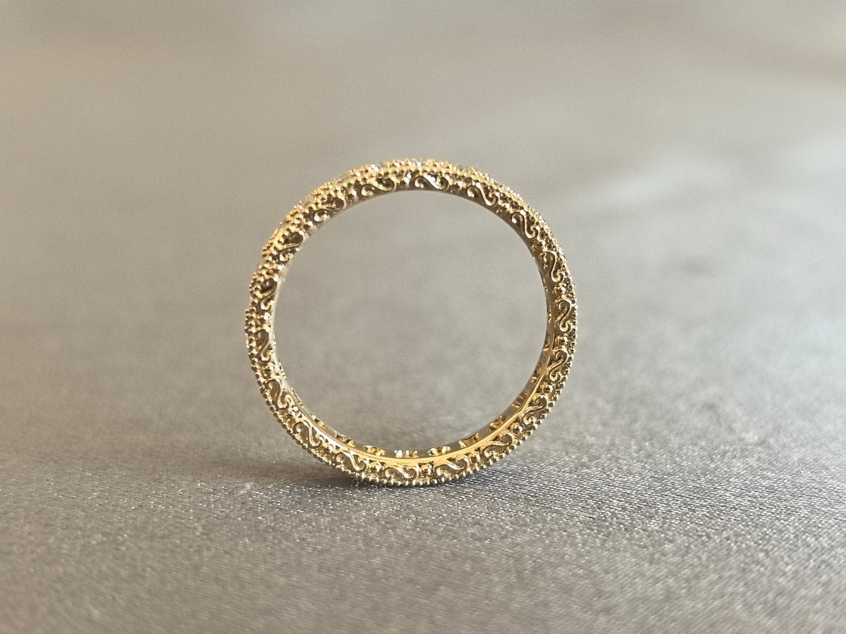 Juno Diamond RO-037 | Round Lab-Grown Diamond Eternity Ring With Milgrain-Edged Pavé Band