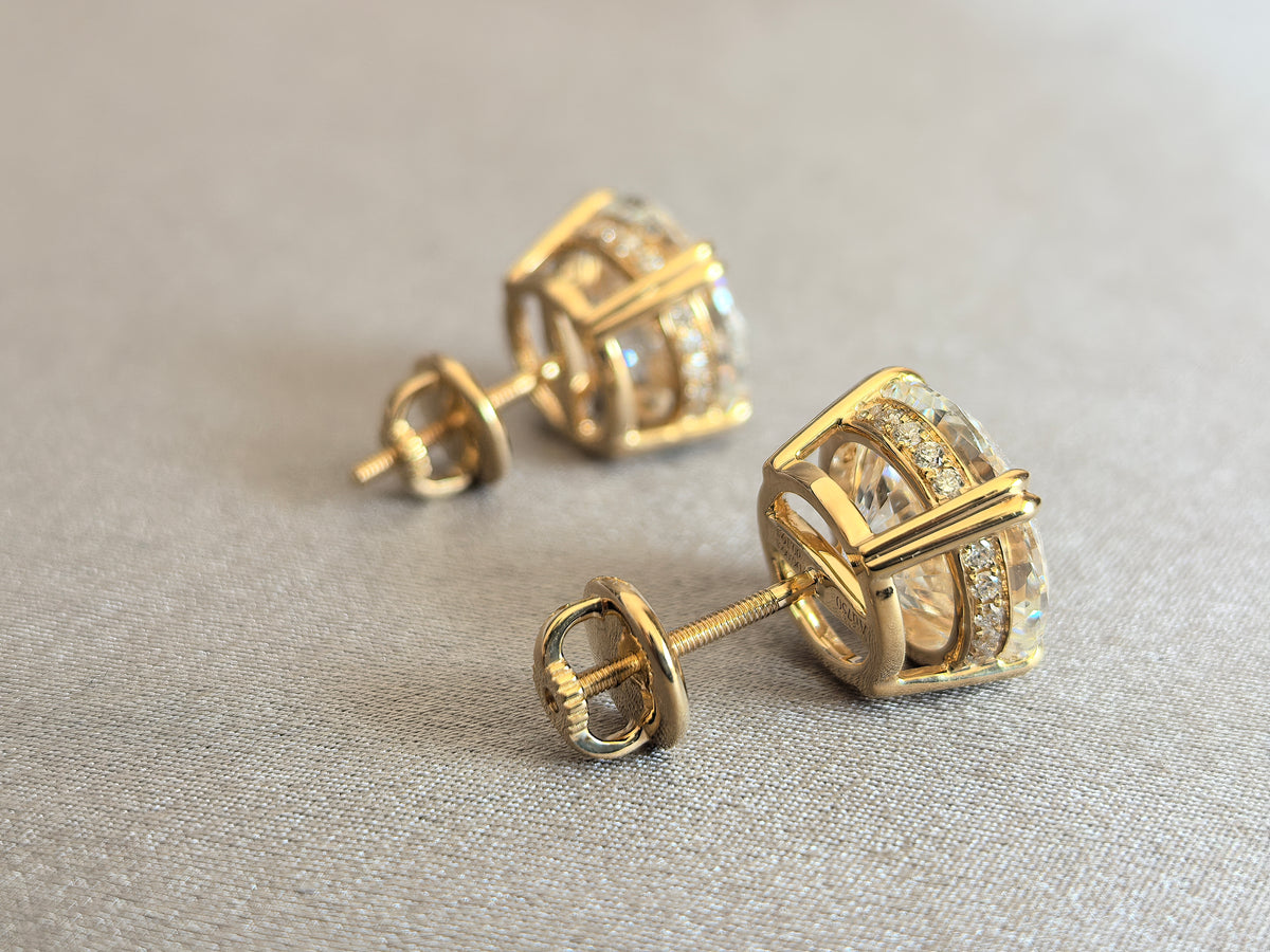 Juno Diamond E-034 | 2 Carat Round Lab-Grown Diamond Pavé-Set Stud Earrings