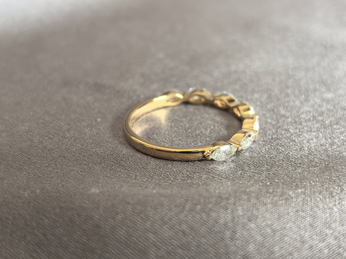 Juno Diamond MA-051 | Five Marquise-Cut Lab-Grown Diamond Eternity Ring With Full Bezel Setting