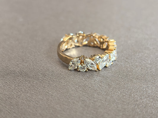 Juno Diamond MX-009 | Alternating Marquise-Cut and Round-Cut Lab-Grown Diamond Band in Yellow Gold