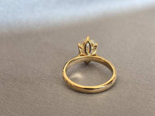 Juno Diamond MA-057 | 2 Carat Marquise-Cut Lab-Grown Diamond Pavé Band Prong Ring