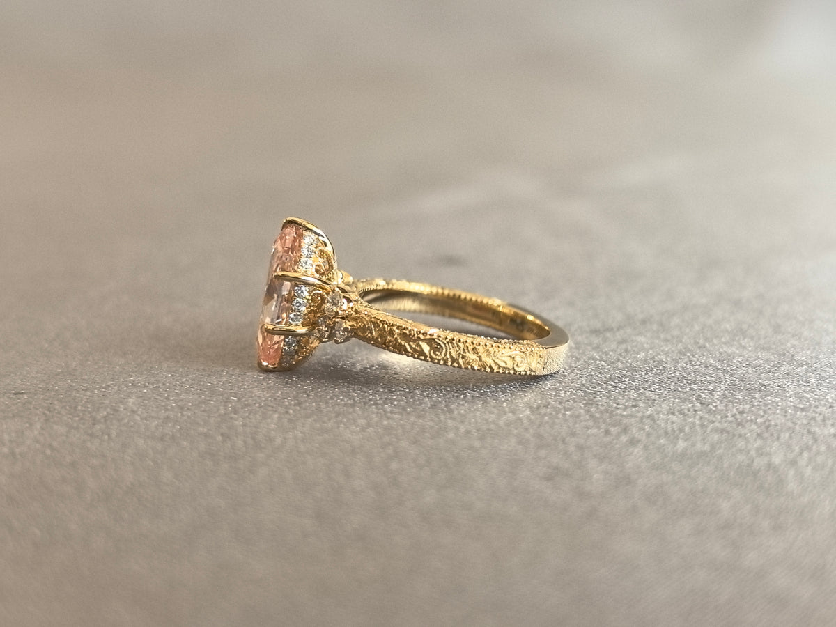 Juno Diamond MA-047 | 2 Carat Pink Marquise-Cut Lab-Grown Diamond Filigree Ring