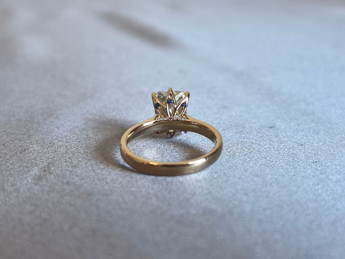 Juno Diamond RD-032 | 3 Carat Radiant Lab-Grown Diamond Tulip Basket Solitaire Ring in Yellow Gold Ring