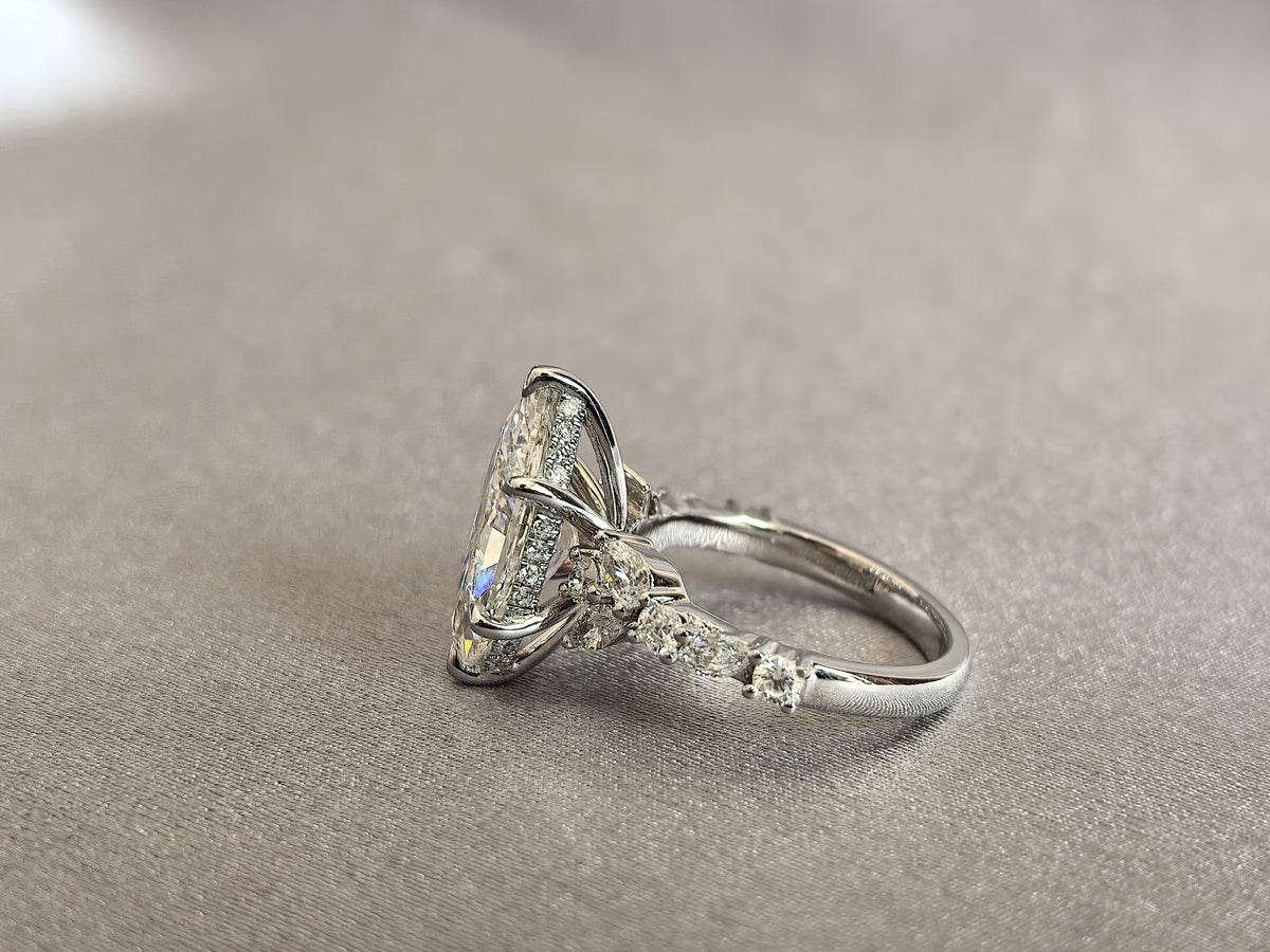 Juno Diamond MA-052 | 2 Carat Marquise-Cut Lab-Grown Diamond Pavé Band Halo Ring
