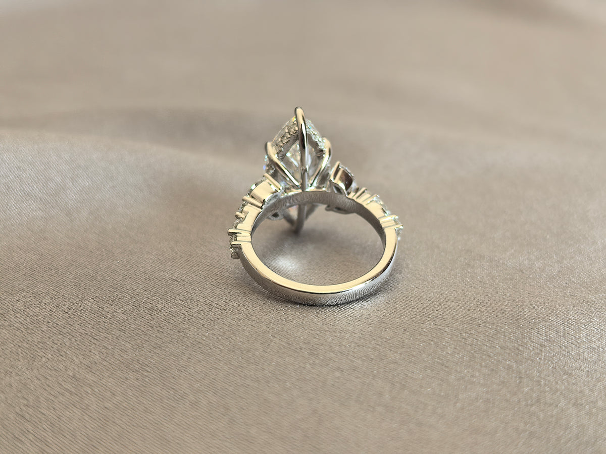 Juno Diamond MA-059 | 2 Carat Marquise-Cut Lab-Grown Diamond Pavé Band Halo Ring