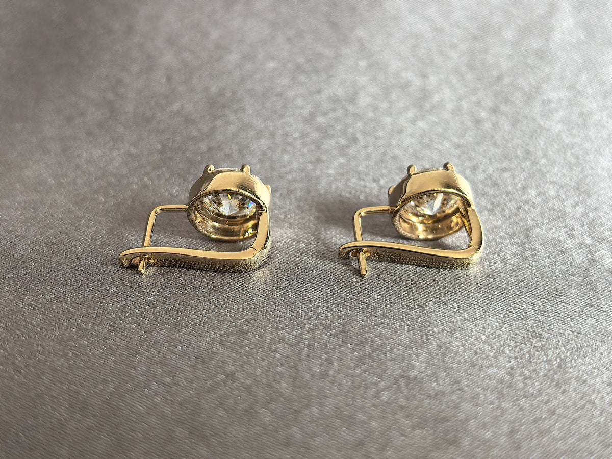 Juno Diamond E-033 | 2 Carat Round-Cut Lab-Grown Diamond Bezel-Set Stud Earrings