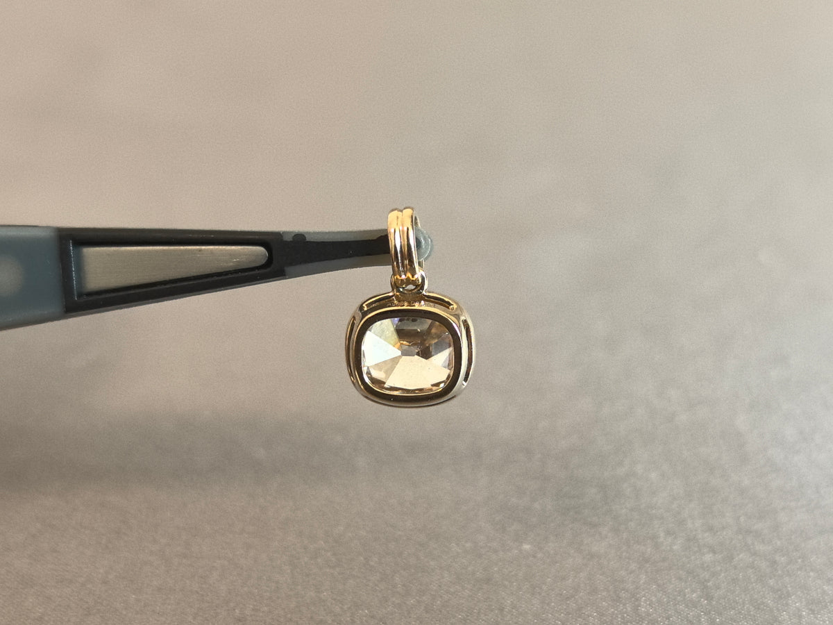 Juno Diamond P-018 | 2.5 Carat Champagne Cushion Lab-Grown Diamond Pendant With Double-Bail Accent