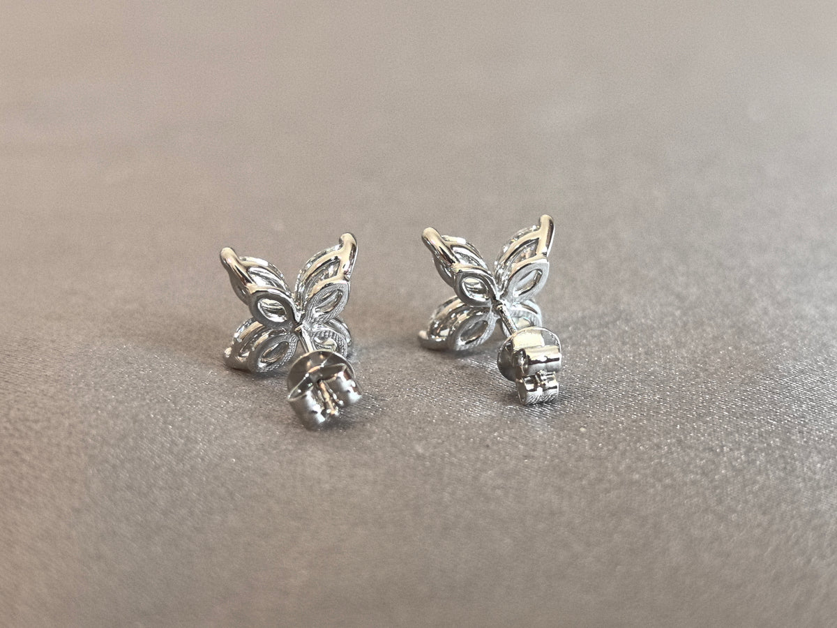 Juno Diamond E-049 | Four-Marquise-Cut Petal Cluster Lab-Grown Diamond Stud Earrings In White Gold