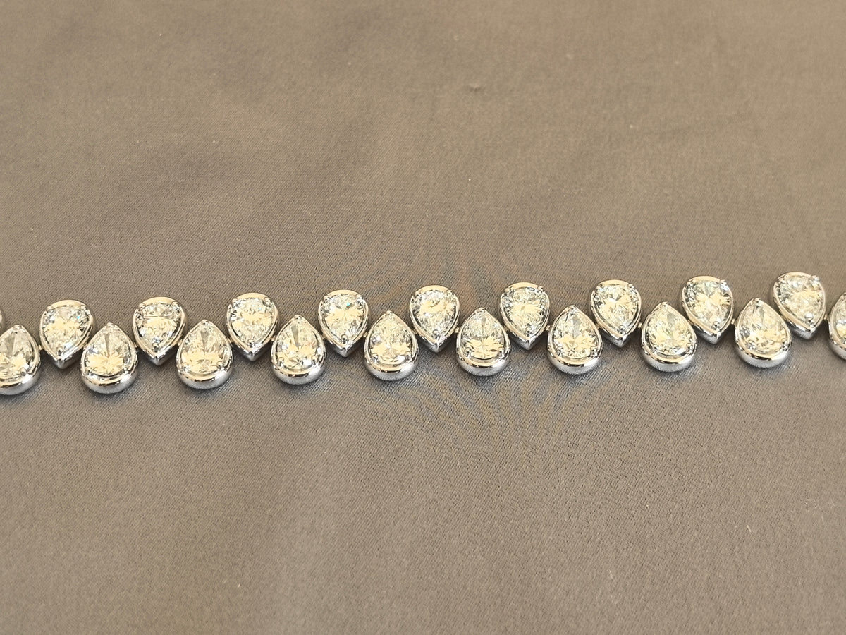 Juno Diamond B-046 | Pear And Round Mixed-Shape Lab-Grown Diamond Bezel Eternity Bracelet White Gold