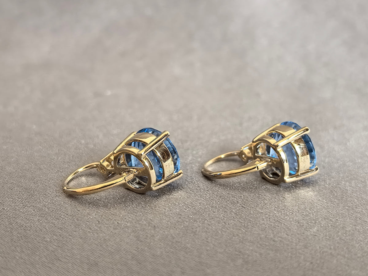 Juno Diamond E-030 | 2 Carat Blue Round Lab-Grown Diamond Leverback Drop Earrings with White Round Accents