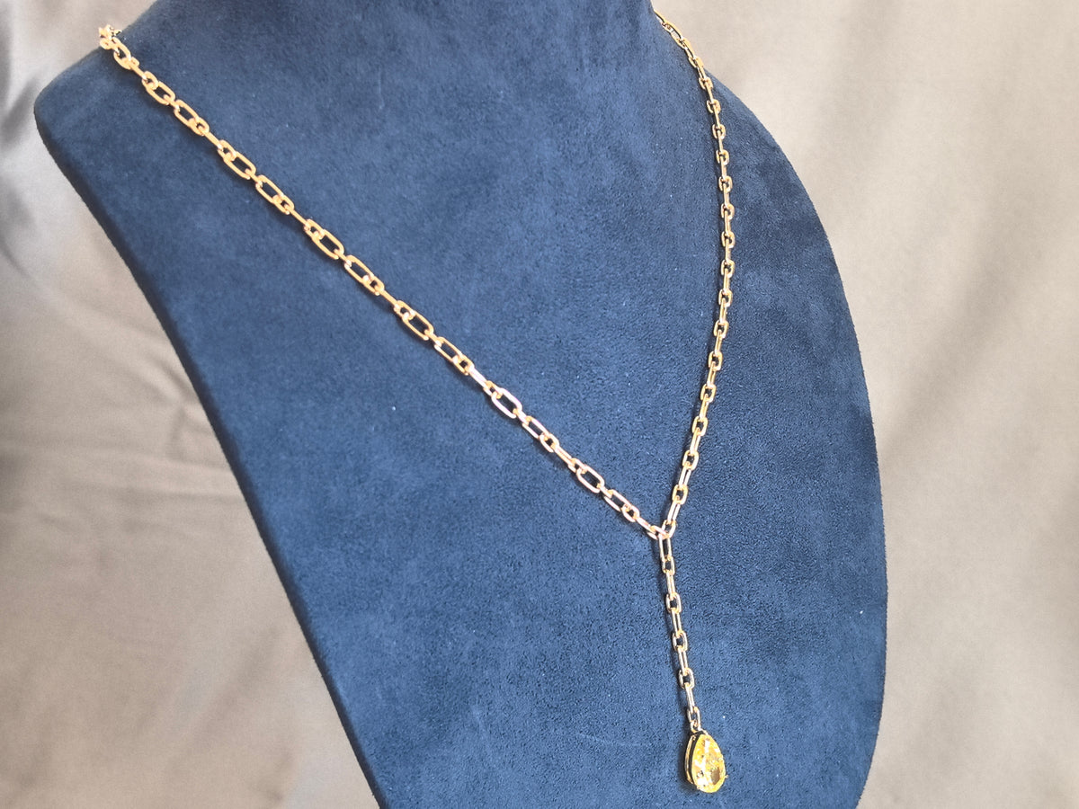 Juno Diamond N-042 | 3 Carat Fancy Yellow Pear-Cut Lab-Grown Diamond Y-Shaped Lariat Necklace