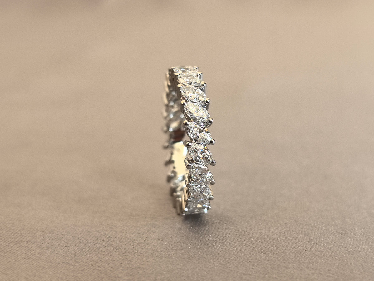 Juno Diamond MA-075 | Marquise-Cut Lab-Grown Diamond Eternity Ring In White Gold With Uniform Prong-Set Marquise Band