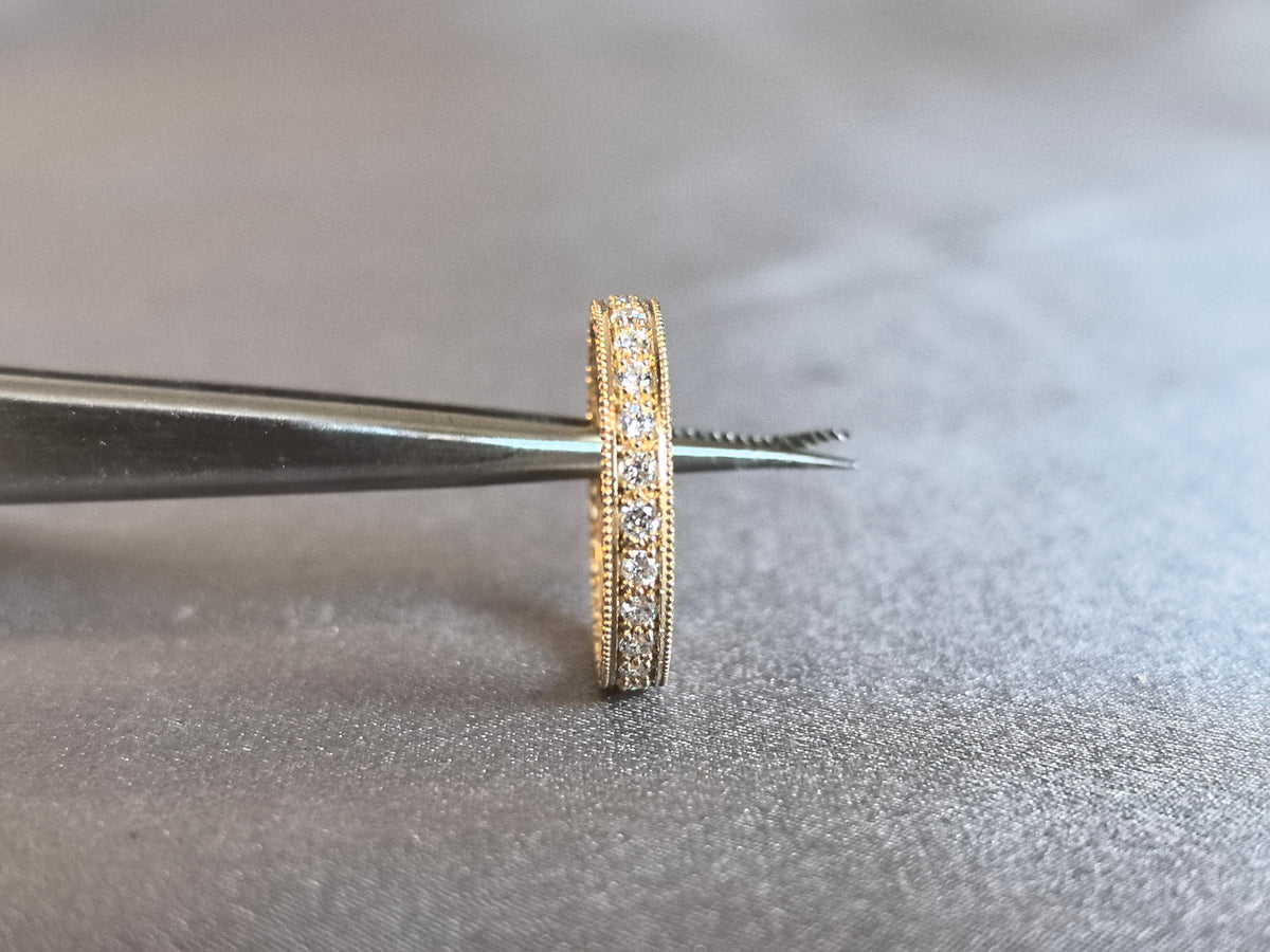 Juno Diamond RO-037 | Round Lab-Grown Diamond Eternity Ring With Milgrain-Edged Pavé Band