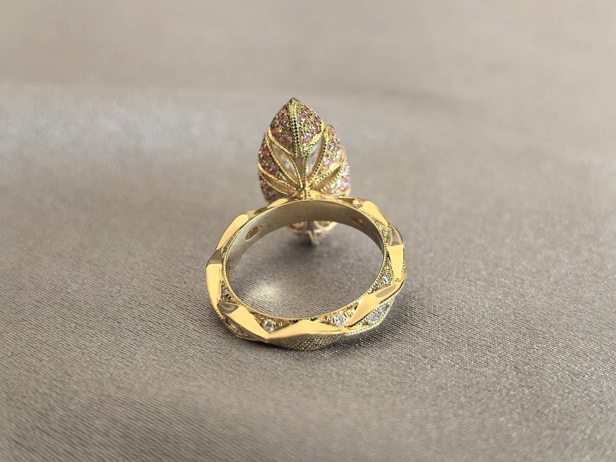 Juno Diamond MA-048 | 3 Carat Marquise-Cut Lab-Grown Diamond Pavé Band Halo Ring