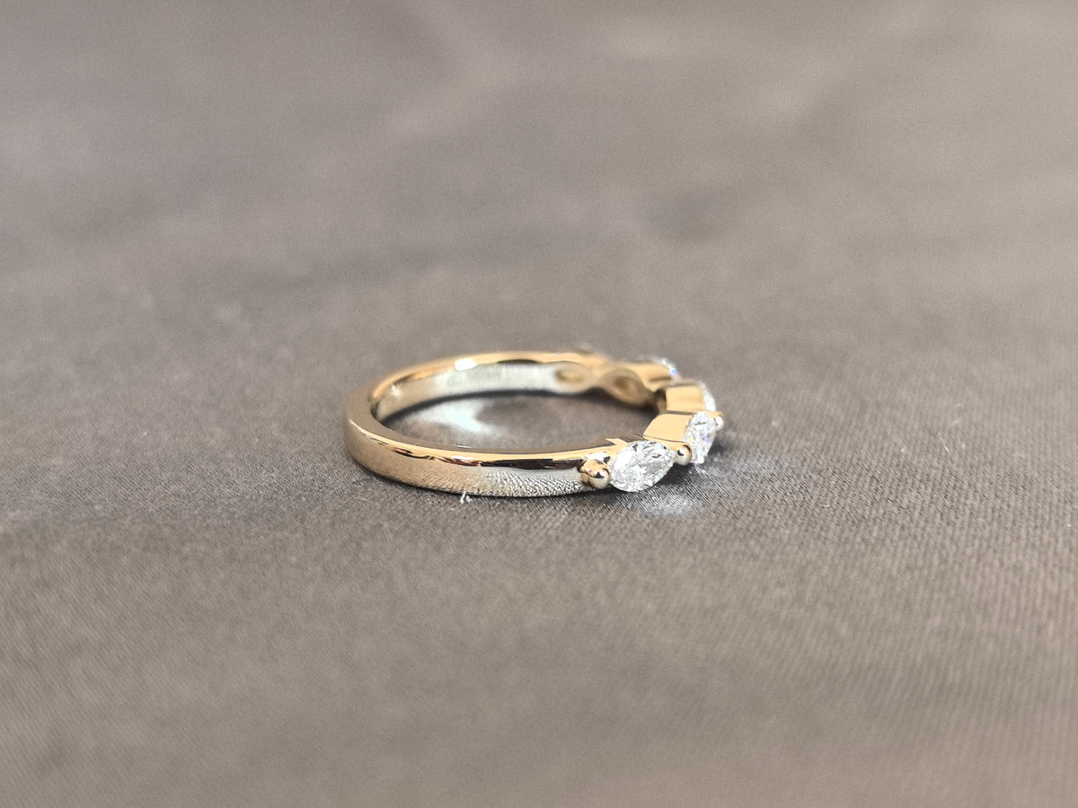Juno Diamond MX-025 | Marquise-Cut Lab-Grown Diamond Half-Eternity Ring with Alternating Stone Direction Ring