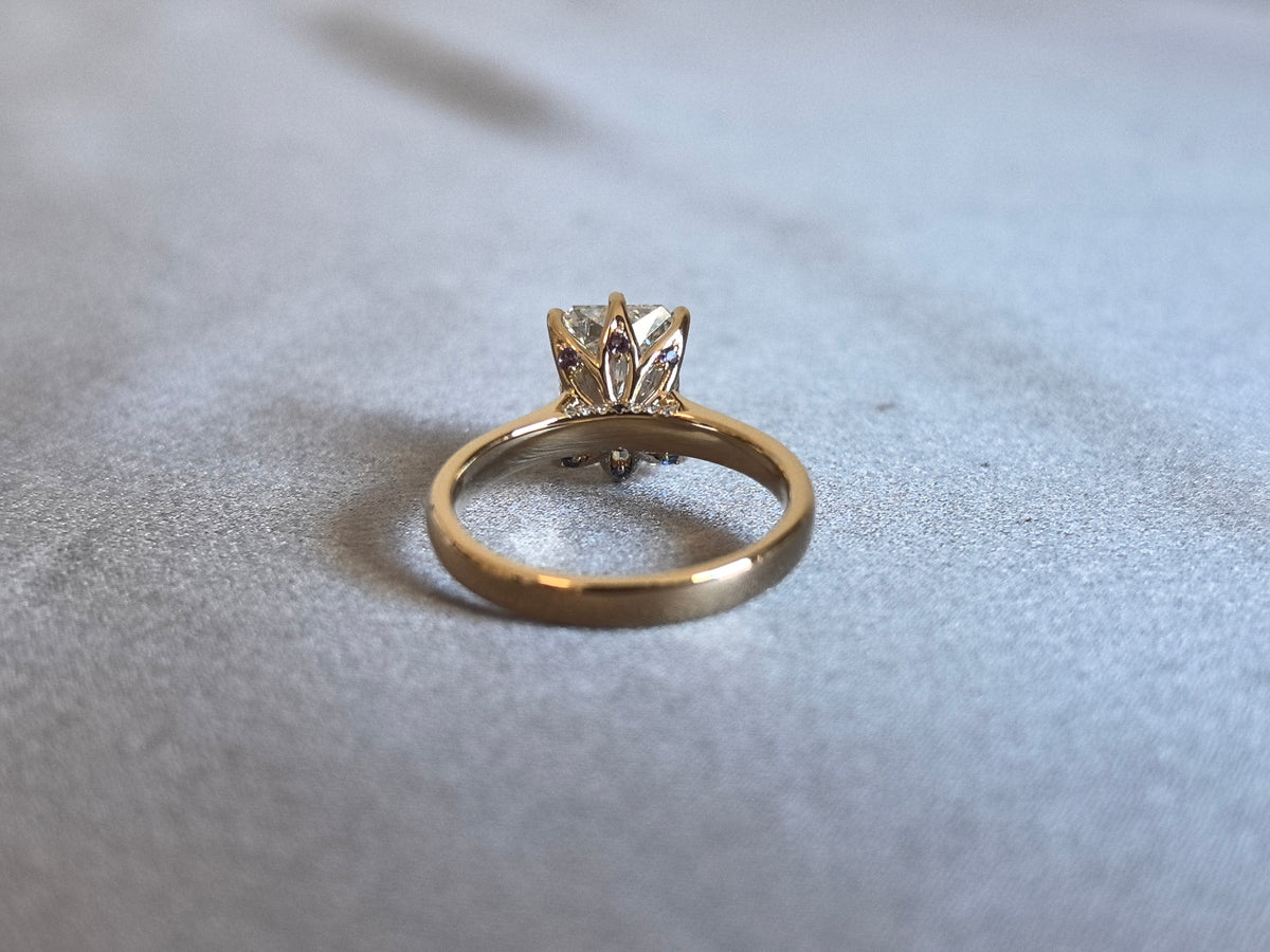 Juno Diamond RD-032 | 3 Carat Radiant Lab-Grown Diamond Tulip Basket Solitaire Ring in Yellow Gold Ring