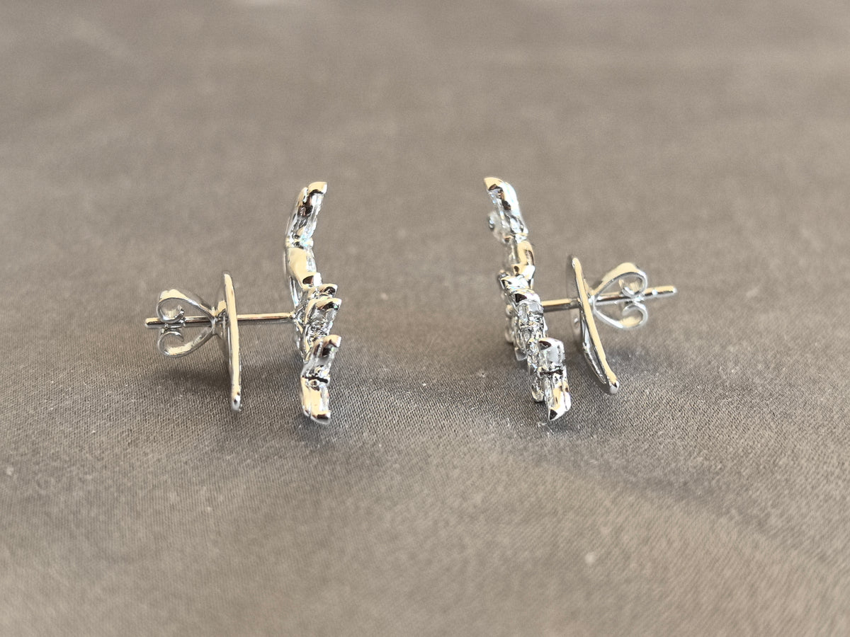 Juno Diamond E-048 | Petal-Cluster Marquise-Cut and Round Lab-Grown Diamond Ear Climbers White Gold