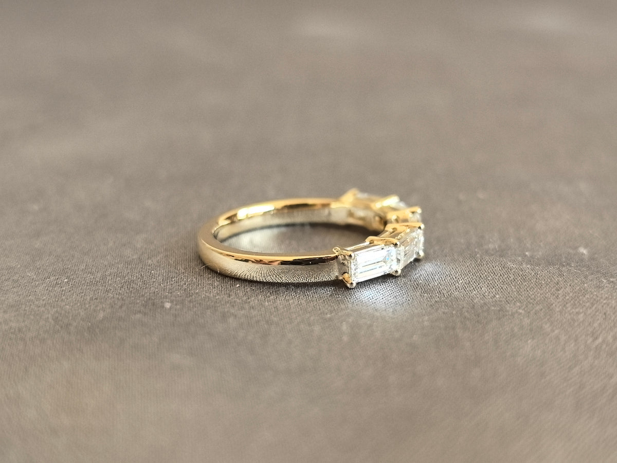 Juno Diamond EM-029 | Five-Stone Emerald-Cut Lab-Grown Diamond Eternity Ring in Yellow Gold