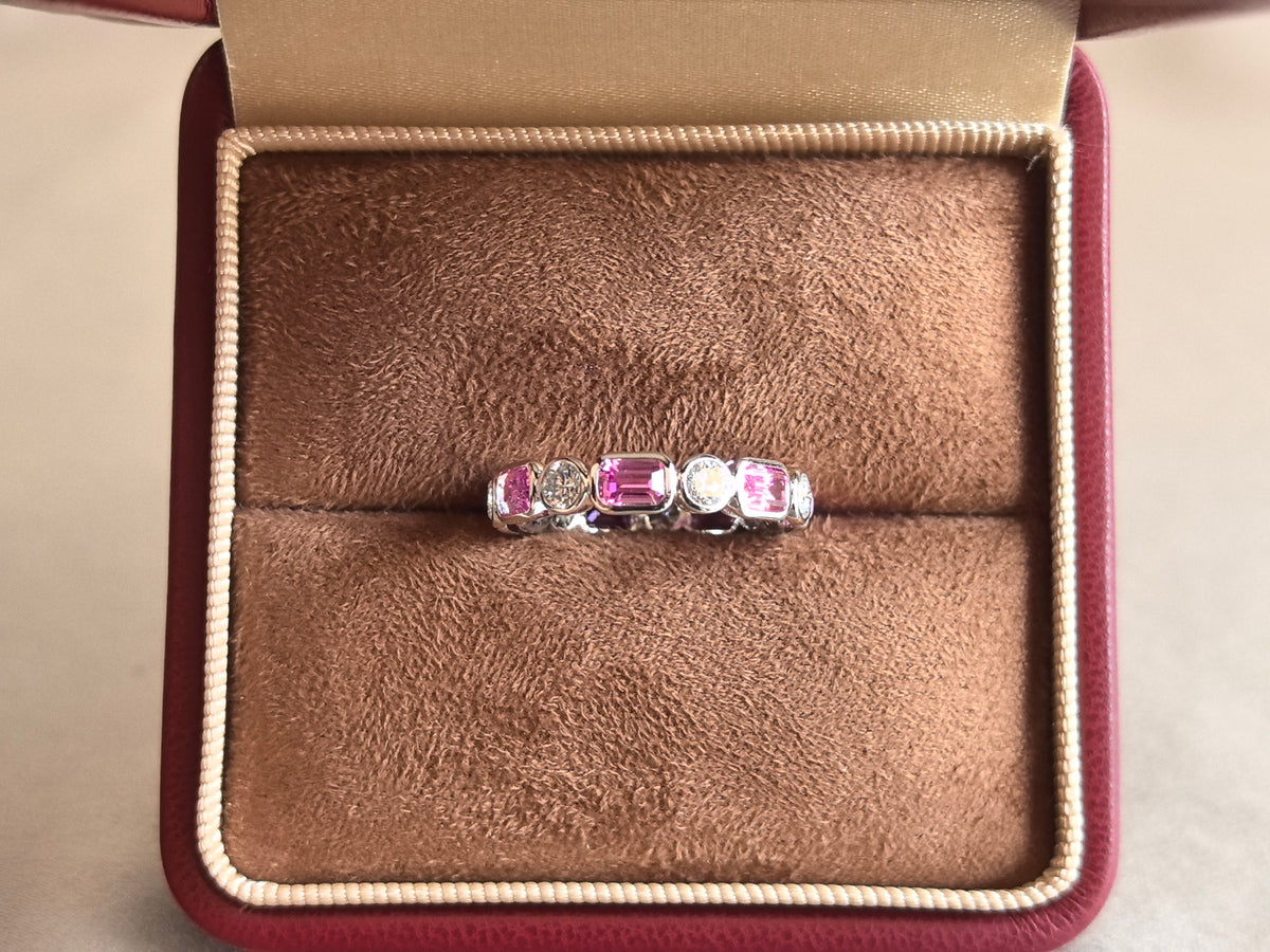 Juno Diamond MX-020 | Pink Mixed-Cut Lab-Grown Diamond Full Bezel Setting Bezel Ring