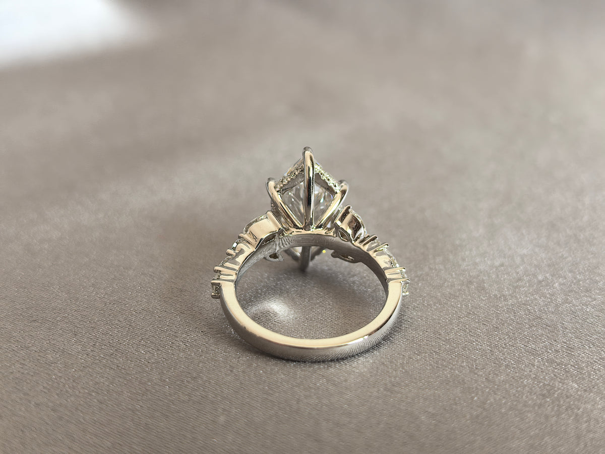 Juno Diamond MA-052 | 2 Carat Marquise-Cut Lab-Grown Diamond Pavé Band Halo Ring
